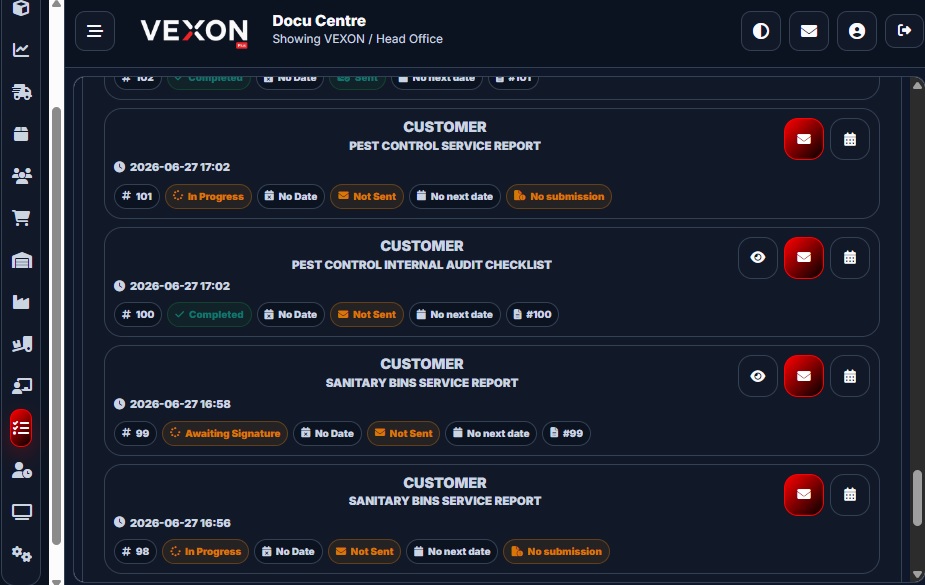 Office admin using VEXON